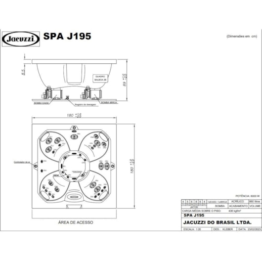 Spa 7 Lugares Com Aquecedor e com Painel J195 Jacuzzi 180cm X 180cm X 89cm - Imagem principal - 81134e6e-7191-4c93-8537-1c7c7ce27a84