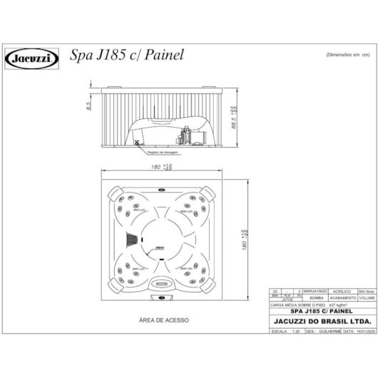 Spa 7 Lugares Com Aquecedor e Painel J-185 180cm x 89cm Jacuzzi - Imagem principal - 1d783c7a-6a40-4878-9ba0-376214990b7a
