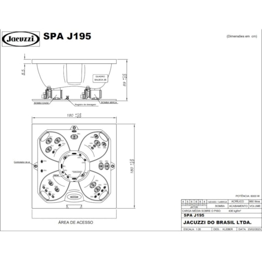 Spa 7 Lugares Com Aquecedor J195 Jacuzzi 180cm X 180cm X 89cm - Imagem principal - bcad6067-e20f-4480-b9ba-57861f053ffc