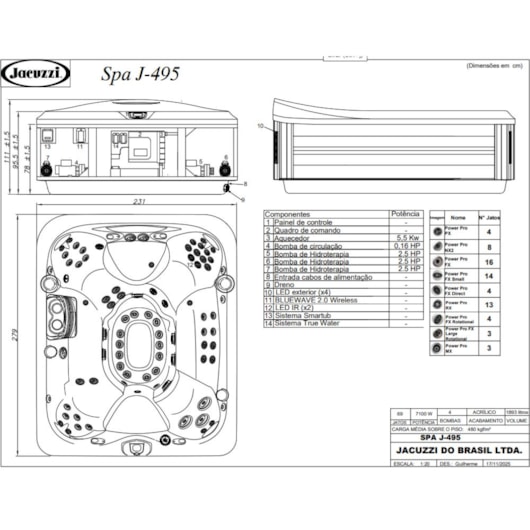 Spa 8 Lugares Com Aquecedor J495 Jacuzzi 231cm X 279cm X 95,50cm -111cm(fundo) - Imagem principal - 0b9bdf20-ae8f-4120-b09b-948ed1462ef0