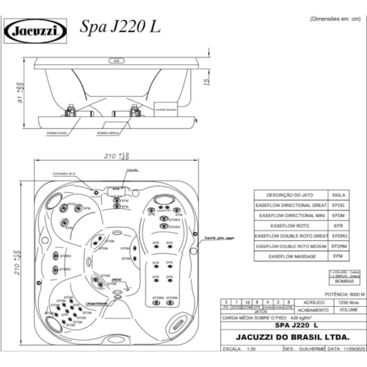 Spa Com 7 Lugares Aquecedor Com Painel J220 60hz Jacuzzi 210cm X 210cm X 91cm - Imagem principal - 14850ff9-f6b0-4f72-a03c-dc150a74093a
