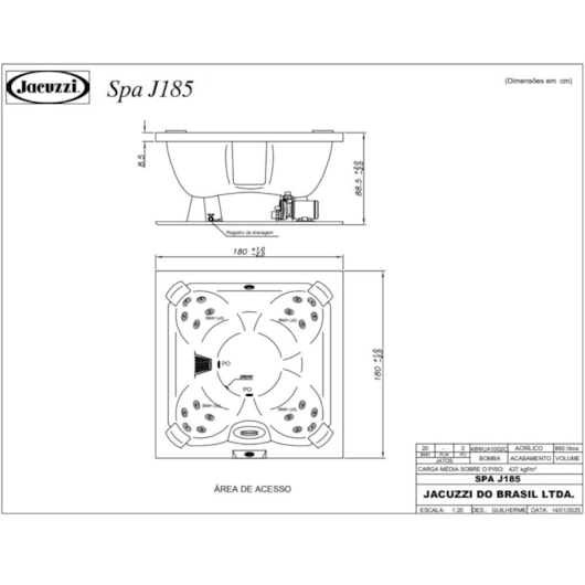 Spa com Aquecedor com 7 Lugares J185 Jacuzzi 180x180x89cm - Imagem principal - 498ac846-91ec-46b4-8e4c-7c9a4d7b386f