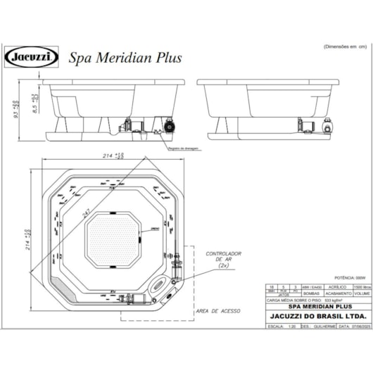 Spa Com Aquecedor e com 8 Lugares Meridian Plus Jacuzzi 214cm X 214cm X 91cm - Imagem principal - ec244a77-08ec-4591-b666-661b46ffdac2