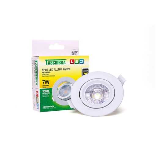 Spot Led Embutir Redondo Alltop Par 20 45° 3000K Taschibra 7W - Imagem principal - 6284d948-720b-4e20-8d87-f19bd579a205