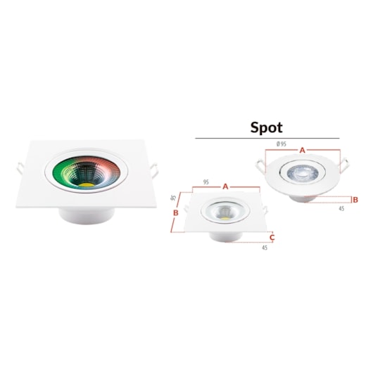 Spot Led Quadrado Neo 5W Luz Amarela 2700K Luz Branca 6500K Rgb Bivolt Avant - Imagem principal - 24472c0f-c04b-4639-94ae-828deba1c134