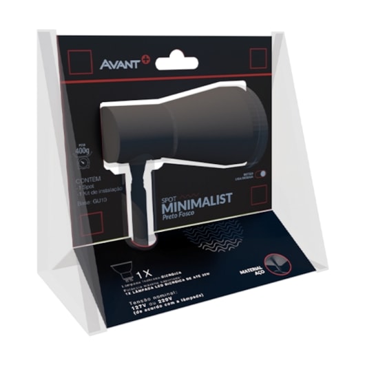 Spot Minimalist 1Xgu10 Preto Fosco Avant - Imagem principal - 190e4b88-3c21-4ba5-9b64-eb5b9b6a8efa