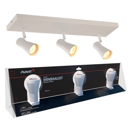Spot Minimalist 3Xgu10 Branco Fosco Avant - Imagem principal - d0d32e63-8d2d-4819-a12d-006366510447