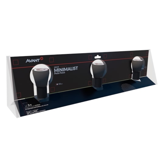 Spot Minimalist 3Xgu10 Preto Fosco Avant - Imagem principal - 78410285-8ed7-4c39-a1f3-2f7f9cbe176d