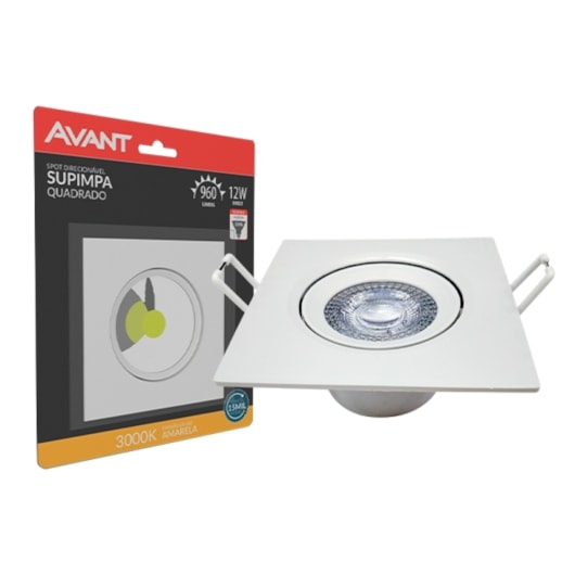 Spot Supimpa Led 12W Branco Fosco Luz Amarela 3000K Quadrado Bivolt Avant - Imagem principal - f68f2d26-b25e-41d3-b9a4-cd76ba1b310f