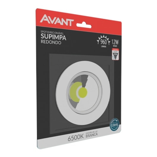 Spot Supimpa Quadrado 12w 6500k Bivolt Luz Branca Avant - Imagem principal - c59eb2d1-86a6-46d8-bf69-441365c5801a