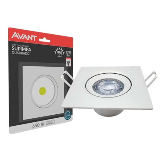 Spot Supimpa Quadrado 12w 6500k Bivolt Luz Branca Avant - Imagem principal - 18c80daf-a5ea-45f4-b322-3a346f8e9185