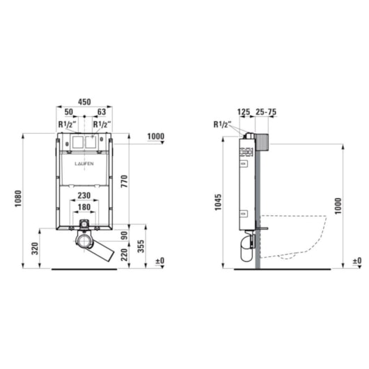 Suporte com Caixa Para Bacia Suspensa Alvenaria Laufen - Imagem principal - a7c6c044-e454-40cb-a0b3-118eb06f04d1