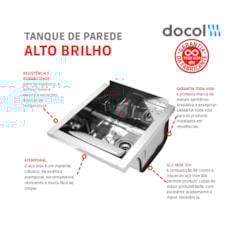 Tanque De Parede Reto Alto Brilho  Docol 44x48x26cm 23L