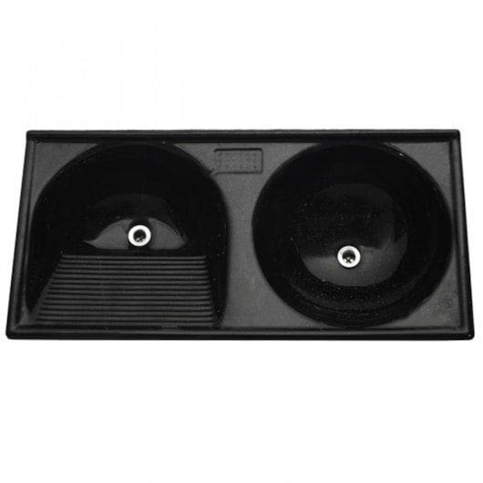 Tanque Duplo Marmofibra Preto Absoluto Decoralita 112x53cm - Imagem principal - 7ec469ab-f11e-4ae9-87cf-a2c0125eca8e