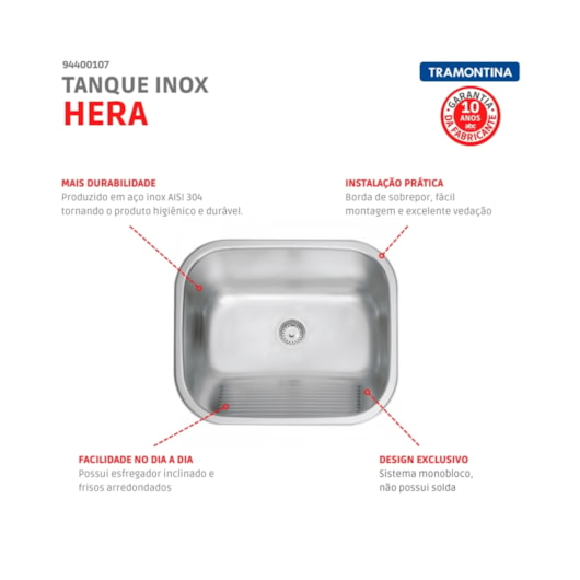 Tanque Em Inox De Encaixe Hera Com Válvula Acetinado Tramontina 34L 50x40cm - Imagem principal - fa517c50-fd24-4ad4-9971-cdd84e9569d1