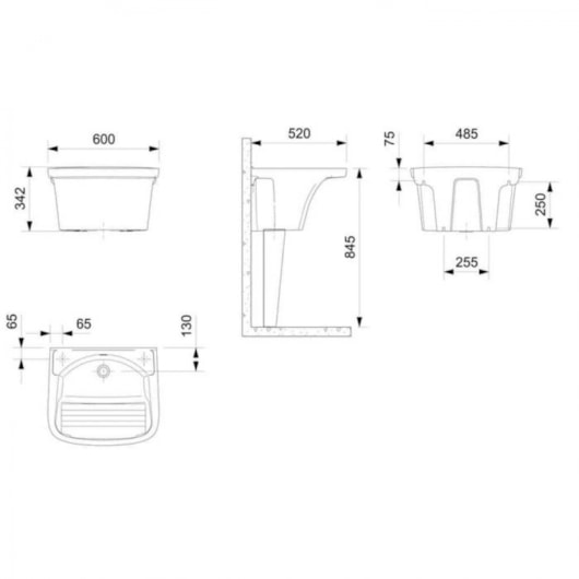 Tanque G Com Mesa Branco Roca 60x52cm - Imagem principal - e307a002-f35b-431a-a8a0-3bc62c75f52f