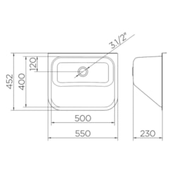 Tanque Monobloco De Parede 304 Com Válvula 0,9 32 Litros Polido Docol 55x45x23cm