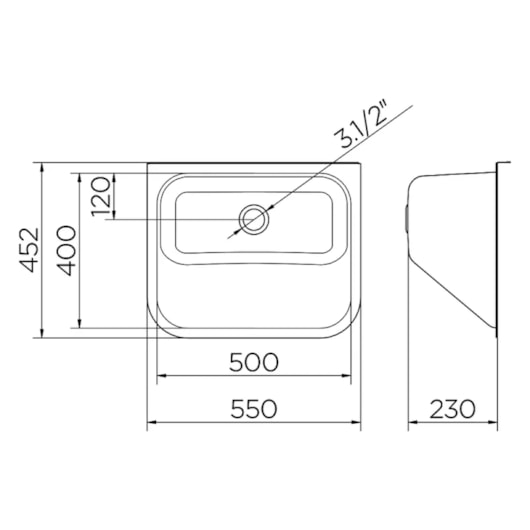 Tanque Monobloco De Parede 304 Com Válvula 0,9 32 Litros Polido Docol 55x45x23cm - Imagem principal - f8d79f12-0ceb-4287-a757-fa7fb5fda491