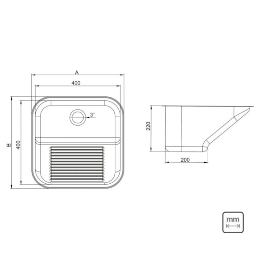 Tanque Monobloco Para Embutir A304 55l Com Válvula 20435 Acetinado Ghelplus 63x53cm - Imagem principal - d03d6d25-dfa3-4f19-b1f9-453ed915fe76