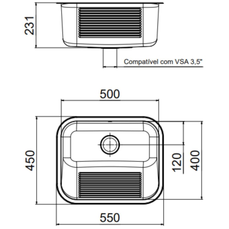 Tanque Monobloco Polido Docol 32L 55x45x23cm