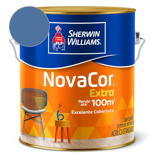 Tinta ACR Fosco Mais Rendimento NovaCor Azul Indigo Sherwin Williams 3,6L - Imagem principal - 98ace666-b117-450a-8292-05d204a659af