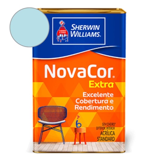 Tinta ACR Fosco Mais Rendimento NovaCor Azul Sereno Sherwin Williams 18L - Imagem principal - 7448d549-3d71-4328-b890-2d7ecb405475