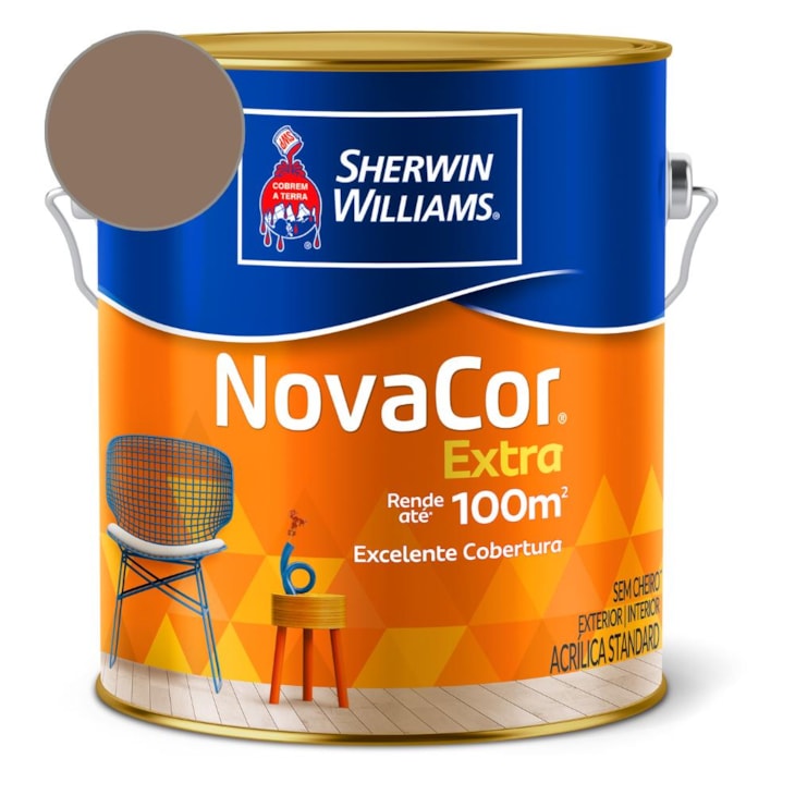Tinta ACR Fosco Mais Rendimento NovaCor Marrom Histórico Sherwin Williams 3,6L