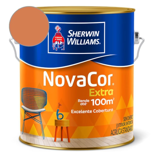 Tinta ACR Fosco Mais Rendimento NovaCor Tangerina Sherwin Williams 3,6L - Imagem principal - b3c81c60-1018-4b2c-9cfd-91a84ec177a0