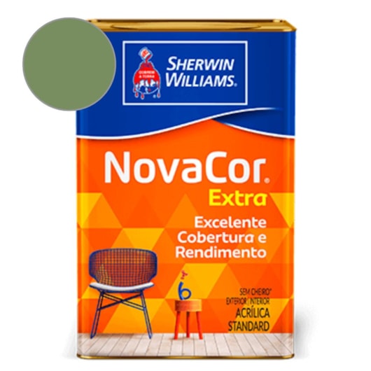 Tinta ACR Fosco Mais Rendimento NovaCor Verde Primavera Sherwin Williams 18L - Imagem principal - 62f3b186-889c-4f03-b73e-9e3b52423292