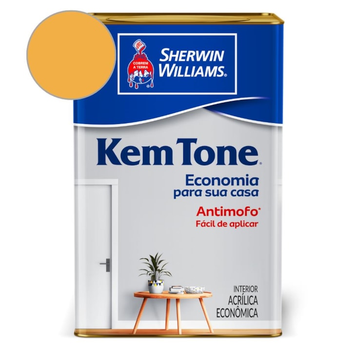 Tinta ACR Kemtone Fosco Amarelo Sol Sherwin Williams 18L