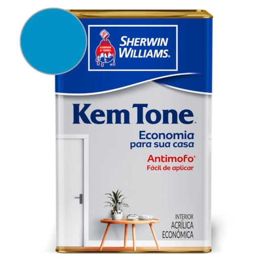 Tinta ACR KemTone Fosco Azul Oceano Sherwin Williams 18L - Imagem principal - b142a91c-f7b1-44d0-bc6a-5b1fd9c3e4c6