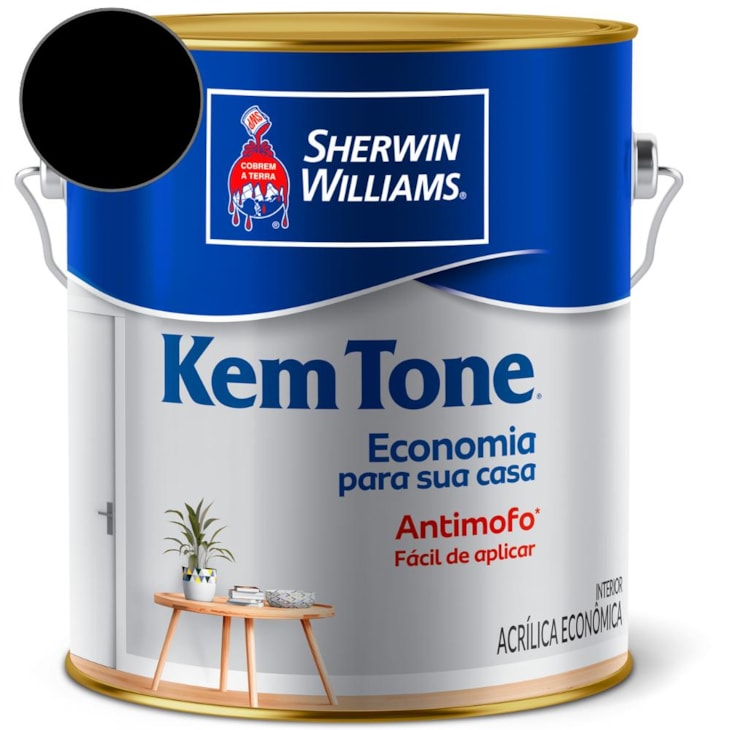 Tinta ACR Kemtone Fosco Preto Sherwin Williams 3,6L
