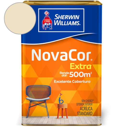 Tinta ACR Mais Rendimento NovaCor Palha Sherwin Williams 18L - Imagem principal - 7fa2de13-32ec-4fff-bd7f-0eb7a371b213