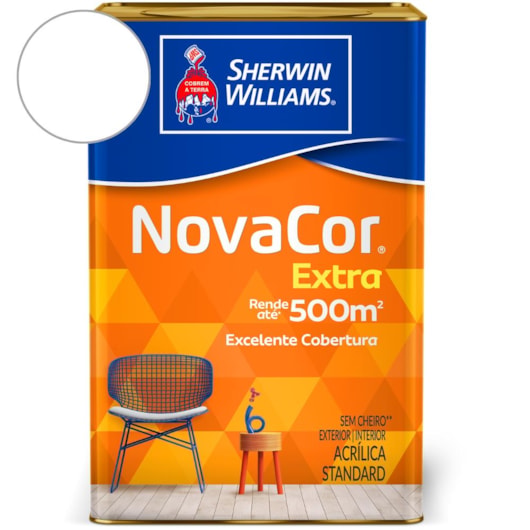 Tinta ACR Mais Rendimento NovaCor Semibrilho Branco Sherwin Williams 18L - Imagem principal - 974ffbb9-e01a-4620-90c9-72f135d20843