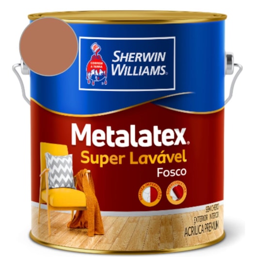 Tinta ACR Metalatex Acril Fosco  Vermelho Rustico Sherwin Williams 3,6L - Imagem principal - 37b6203b-3b00-4a55-acec-aae9f02be70a