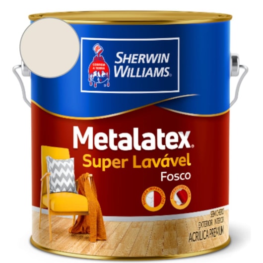 Tinta ACR Metalatex Fosco Bianco Sereno Sherwin Williams 3,6L - Imagem principal - 354a3dec-bd0a-4420-9279-d2b723903c40