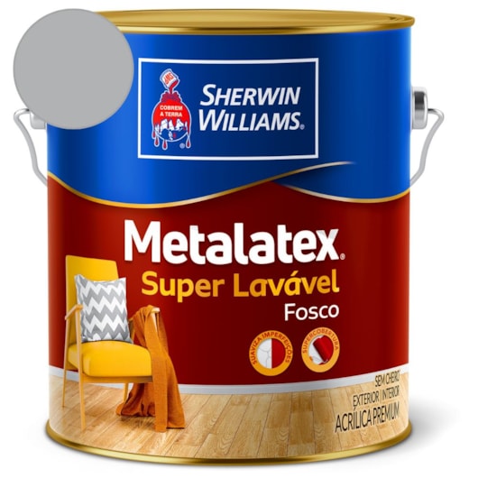 Tinta ACR Metalatex Fosco Cinza Barbatana Sherwin Williams 3,6L - Imagem principal - be5a3bf5-73b3-4a3a-83f7-96d3dc5a315c