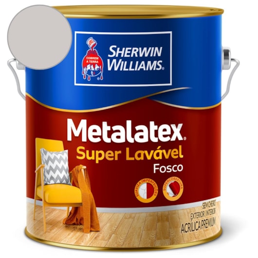 Tinta ACR Metalatex Fosco Cinza Urbano Sherwin Williams 3,6L - Imagem principal - 856fef0b-e269-4fc3-ad27-16b213df7ba6