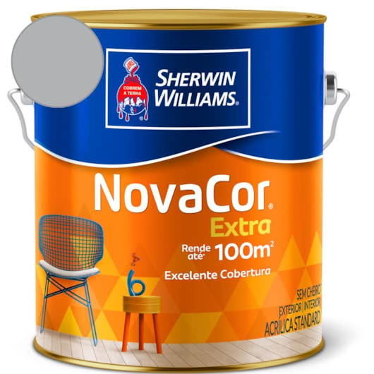 Tinta ACR Semi Brilho Mais Rendimento NovaCor Cinza Barbatana Sherwin Wiliams 3,6L - Imagem principal - 75fb72f6-0b20-47b1-8d2c-440cabd8368a