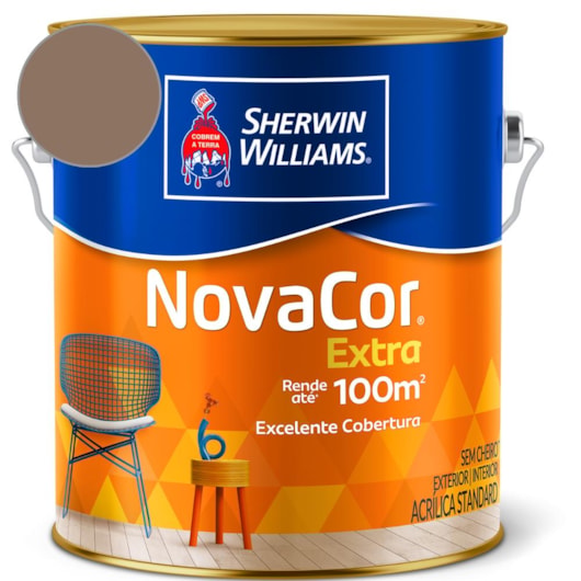 Tinta ACR Semi Brilho Mais Rendimento NovaCor Marrom Histórico Sherwin Wiliams 3,6L - Imagem principal - df48564d-ead2-4597-9336-11b0eb6eee7c