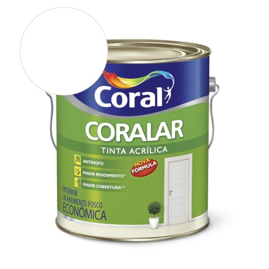 Tinta Acrílica Econômica Coralar Acrílico Fosco Branco Neve Coral 3,6L - Imagem principal - 1d7af5ba-9ddb-4b24-9c70-c536cdfc8cf3