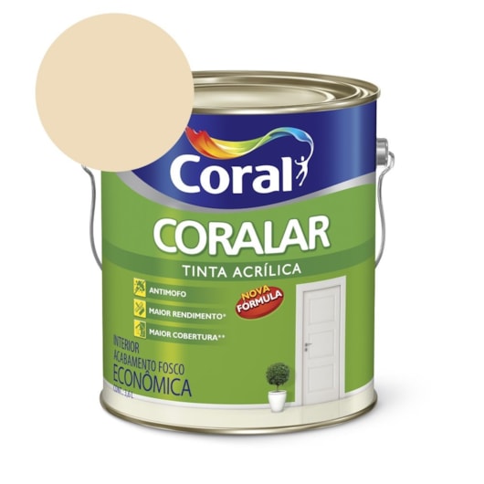 Tinta Acrílica Econômica Coralar Acrílico Fosco Marfim 3.6l Coral - Imagem principal - a5a5b42a-7fd5-4ed8-bf96-2a43c4f68049