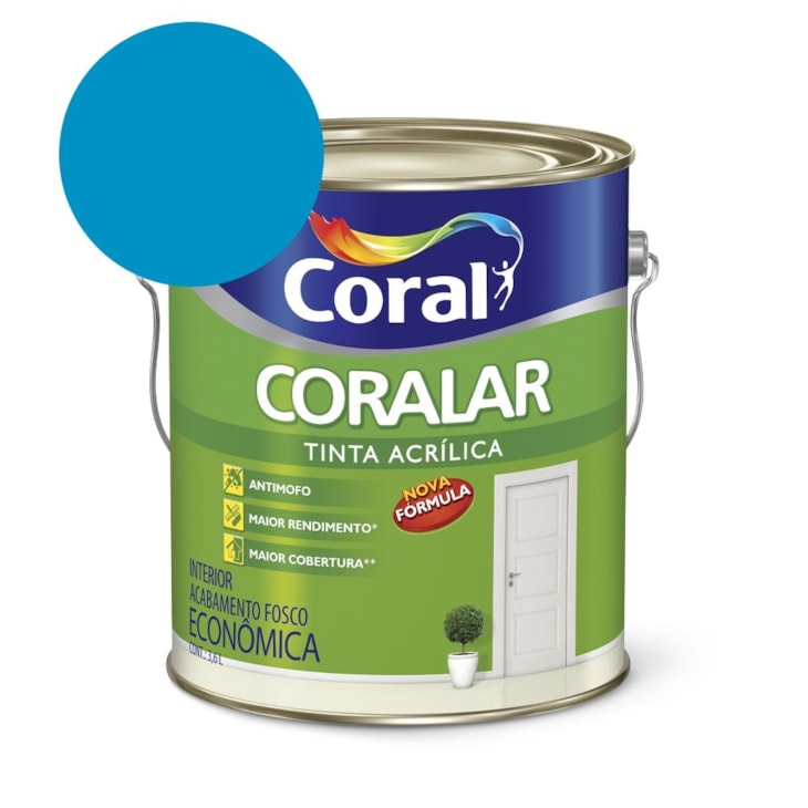 Tinta Acrílica Econômica Coralar Acrílico Fosco Oceano 3.6l Coral