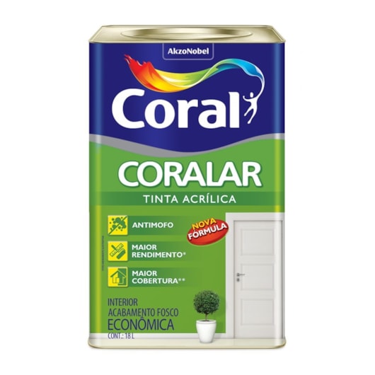 Tinta Acrílica Econômica Coralar Acrílico Fosco Pavão 18l Coral - Imagem principal - 55f438d2-26bb-45b1-bf98-594f51cb565b