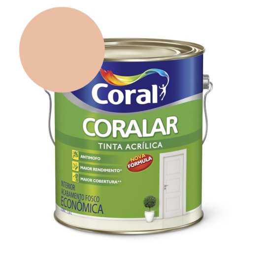 Tinta Acrílica Econômica Coralar Acrílico Fosco Pêssego 3.6l Coral - Imagem principal - 09808dbb-4021-4e1c-83dd-ec2011b8b39d