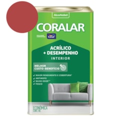Tinta Acrílica Econômica Coralar Acrílico Fosco Rubi 18l Coral
