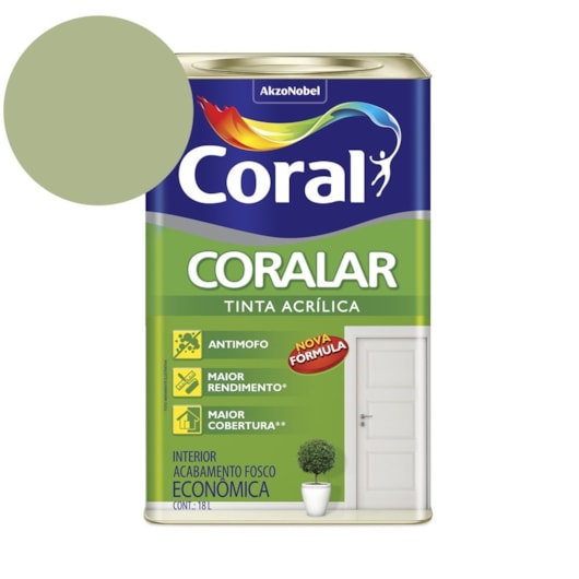 Tinta Acrílica Econômica Coralar Acrílico Fosco Verde Kiwi 18l Coral - Imagem principal - eb488f6d-83b8-48f1-a5c9-a5197d789222