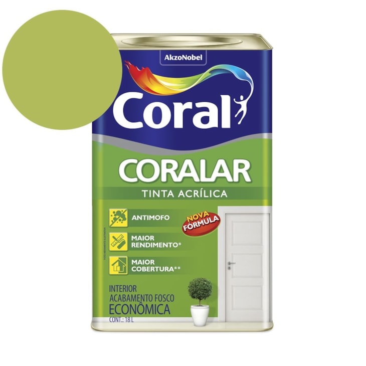 Tinta Acrílica Econômica Coralar Acrílico Fosco Verde Limão 18l Coral