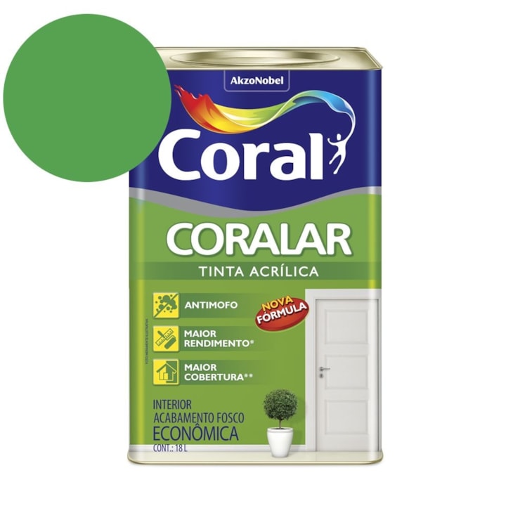 Tinta Acrílica Econômica Coralar Acrílico Fosco Verde Timbalada 18l Coral