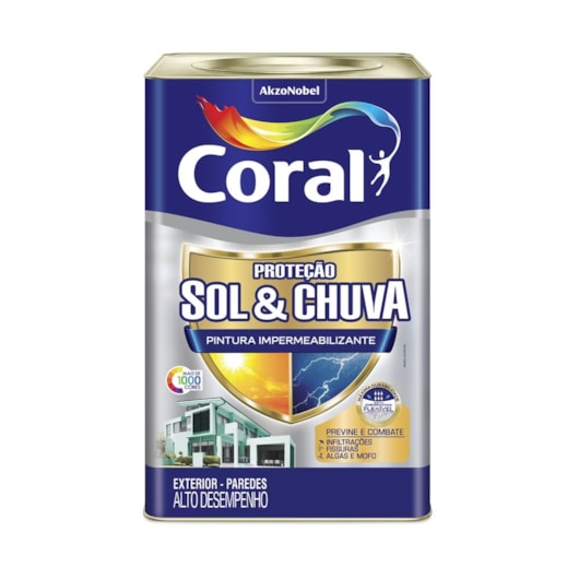 Tinta Acrílica Impermeabilizante Sol & Chuva Impermeabilizante Eggshell Base P 16l Coral - Imagem principal - d33ed9f4-5111-4c2e-9de5-2c1f25c89c3c